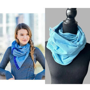 Ivivva by Lululemon Girls Village Chill Infinity Scarf Blue  Herringbone